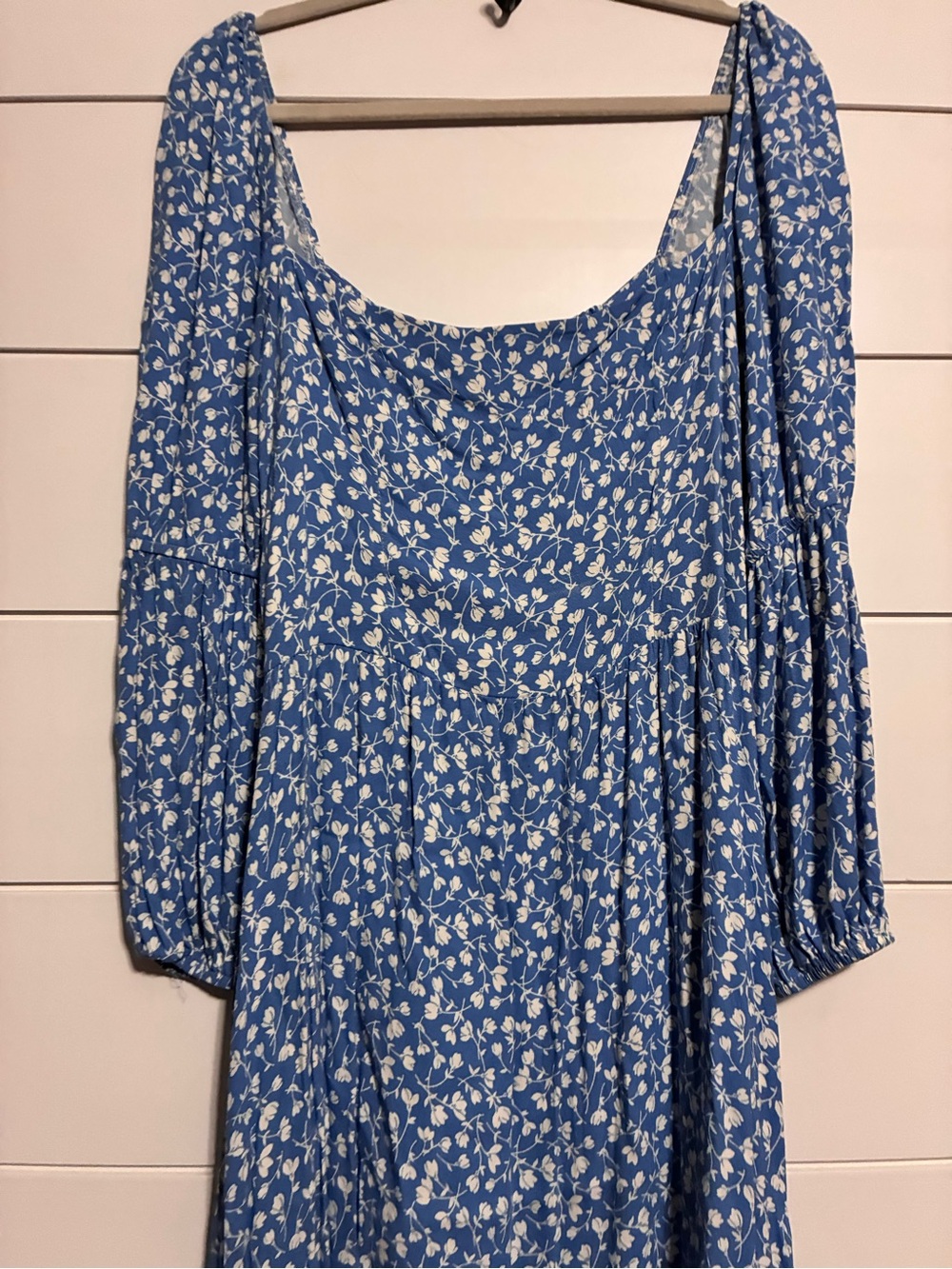 Reformation Mica ES Floral Marie Square Neck Midi Dress Blue Size 12 - Picture 10 of 14